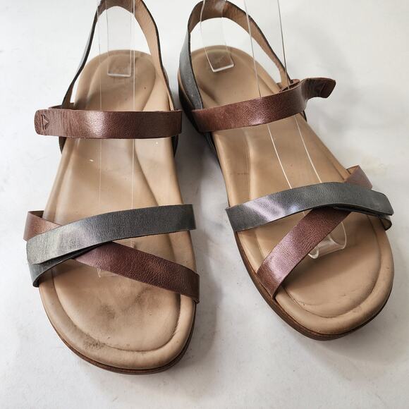 Abeo Kai Sandals 9.5 NEUTRAL Leather Strappy Slingback Comfort Shoes - Picture 3 of 6